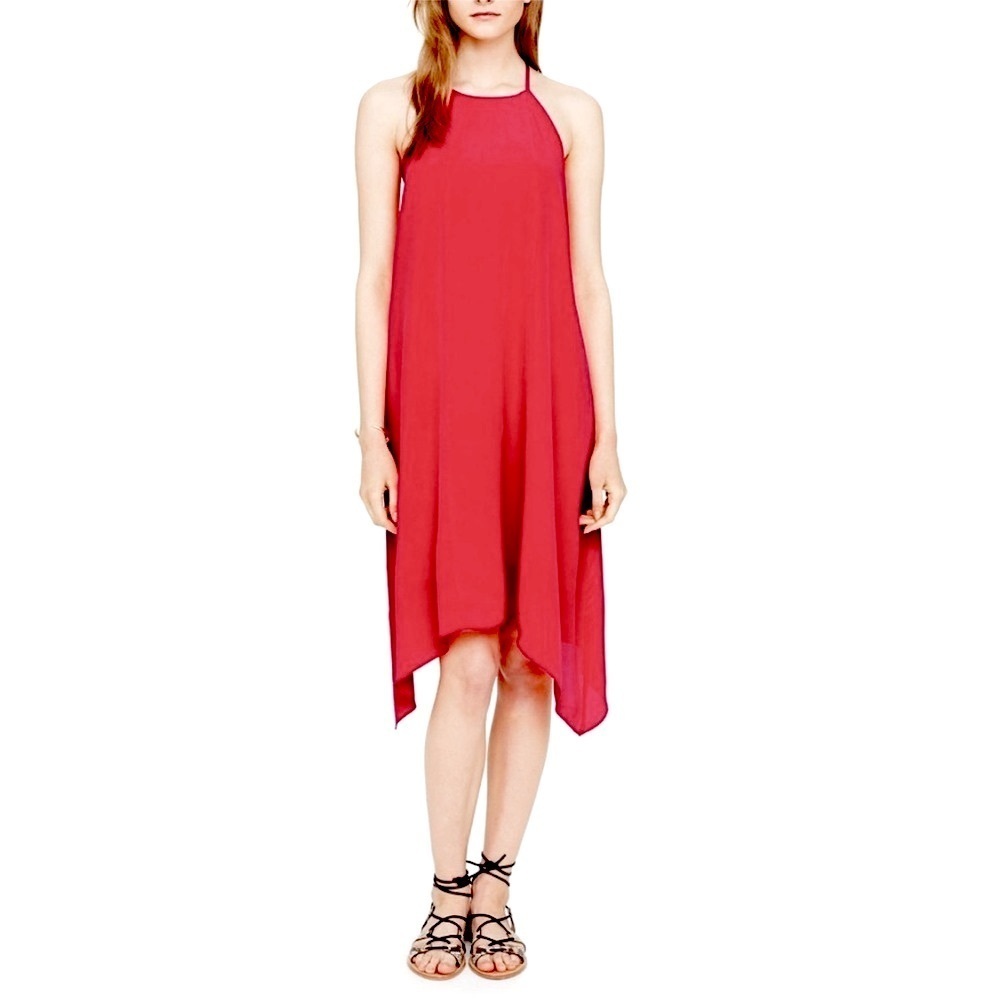 Club Monaco Red Silk Scarf Halter Sun-dress with open back size 00 - Picture 2 of 14